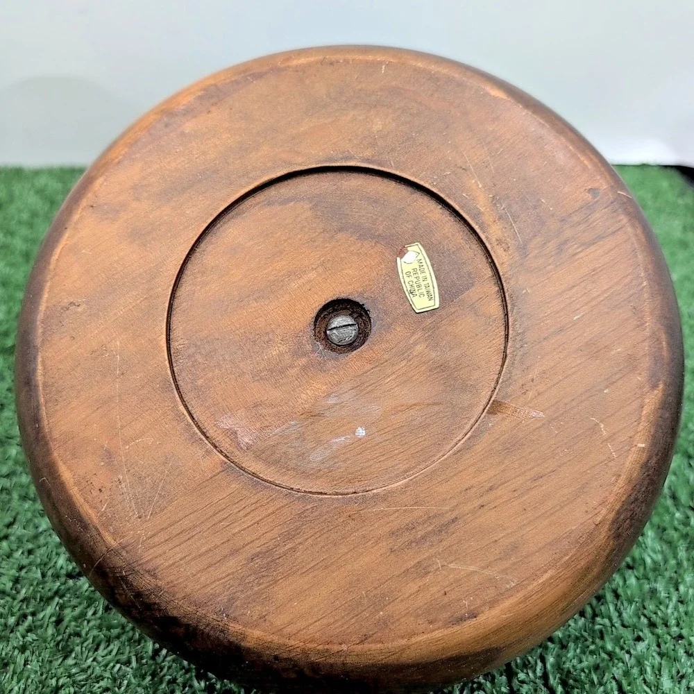 VTG Danish MCM Hellerware‎ Real Wood Bowl w/Chrome Nutcracker 9